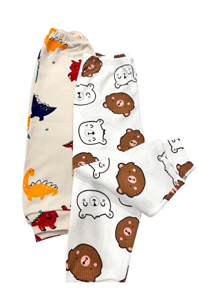 Esterella erkek bebek 2 adet penye pantolon/ bebek manşetli pijama / desenli 2 adet pantolon
