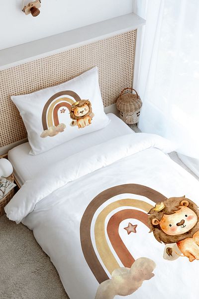 Tuğba Kuğu Single Duvet Cover Set (160X220) - Iconic Series - Vintage Lion