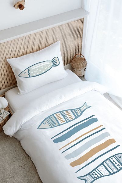 Tuğba Kuğu Single Duvet Cover Set (160X220) - Pure Baby Series - Baby Fish