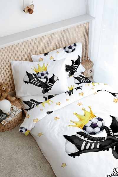Tuğba Kuğu Single Duvet Cover Set (160X220) - for Baby Series - Black - White