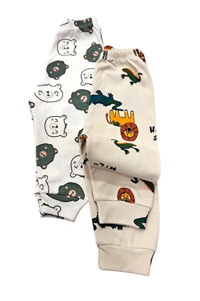 Esterella erkek bebek 2 adet penye pantolon/ bebek manşetli pijama / desenli 2 adet pantolon