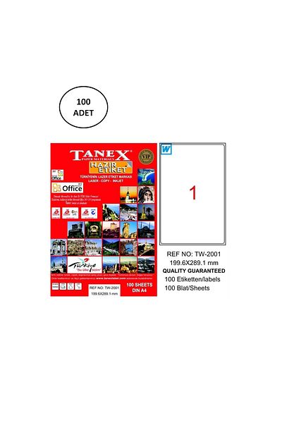 Toptan Bulurum Tanex TW-2001 - 100 Pieces 199x289 mm Laser Cut Labels