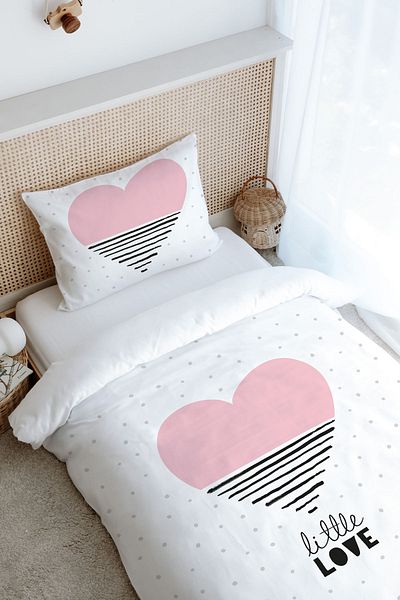 Tuğba Kuğu Pink Striped Single Duvet Cover Set - Pure Baby Series (160X220)