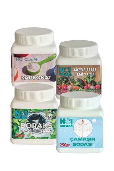 no1 clean %100 Doğal Temizlik Seti 4 x 250 Gr Çamaşır Sodası + Karbonat + Bor...