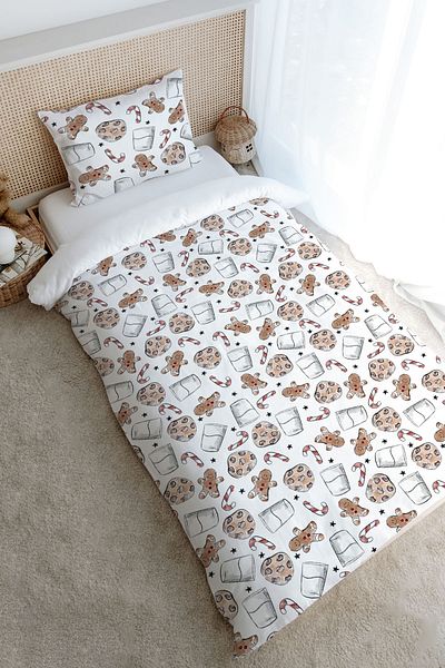 Tuğba Kuğu Single Duvet Cover Set (160X220) - Iconic Series - Cookie and Milk