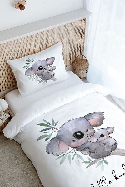 Tuğba Kuğu Single Duvet Cover Set (160X220) - Pure Baby Series - Baby and Mother Koala