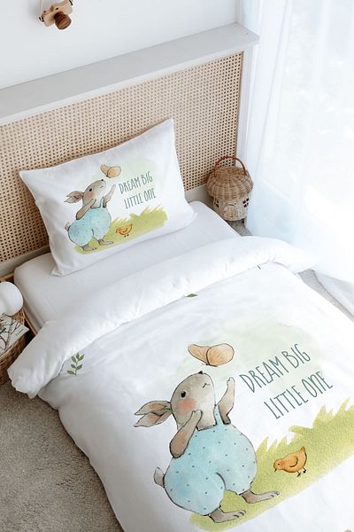 Tuğba Kuğu Pure Baby Series - Single Butterfly Playing Rabbit Duvet Cover Set (160X220)