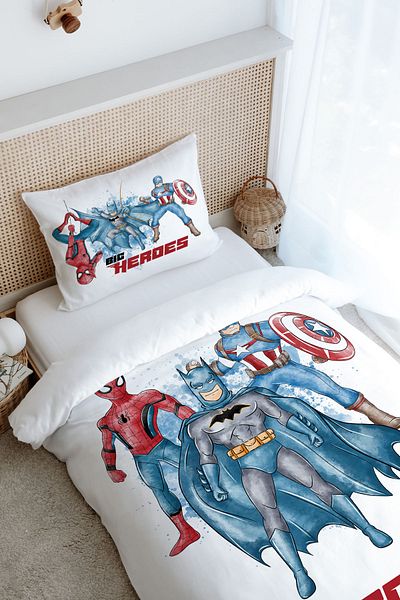 Tuğba Kuğu Super Heroes Single Duvet Cover Set - Cartoon Series (160X220)