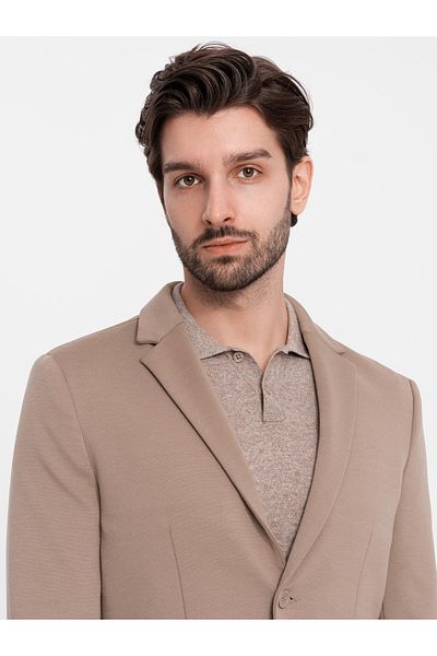 OMBRE Herrenjacke mit aufgesetzten Taschen - dunkelbeige V3 OM-BLZB-0127 S