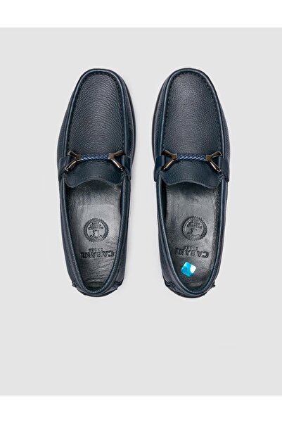 Cabani %100 Hakiki Deri Lacivert Toka Detaylı Erkek Loafer