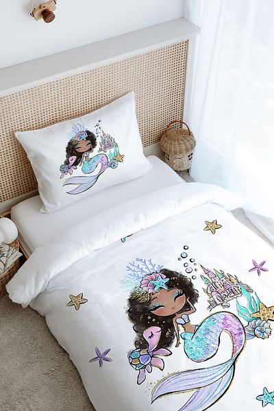 Tuğba Kuğu Iconic Brunette Mermaid Duvet Cover Set - Single (160X220)