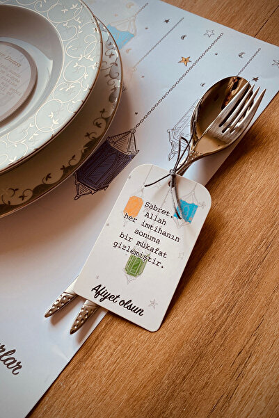 İstisna 12 Adet Beyaz Ramazan Sofra Süsü İftar Sofrası İftar Duası Bardak Alt...