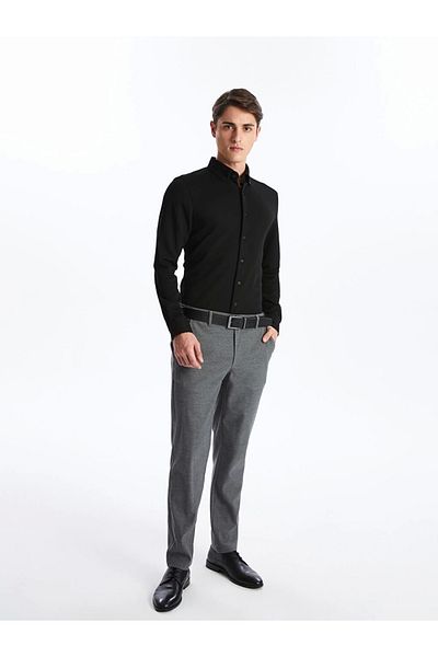 LC Waikiki Ανδρικό μακρυμάνικο πουκάμισο Southblue Black Slim Fit