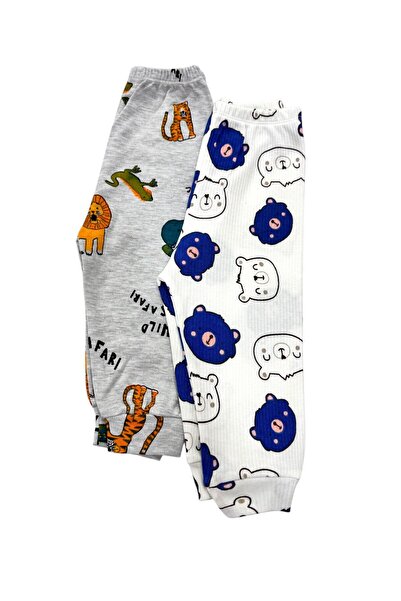 Esterella erkek bebek 2 adet penye pantolon/ bebek manşetli pijama / desenli 2 adet pantolon