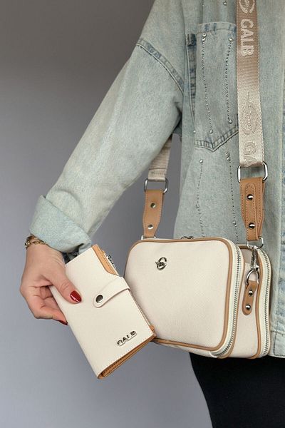 GALB LEATHER New Season Γυναικεία Τσάντα ώμου 4 θέσεων Ρυθμιζόμενο φαρδύ λουράκι 22x20 cm AKL2055