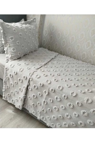 bursa çeyiz Gray Single Pique - Pompom Detailed