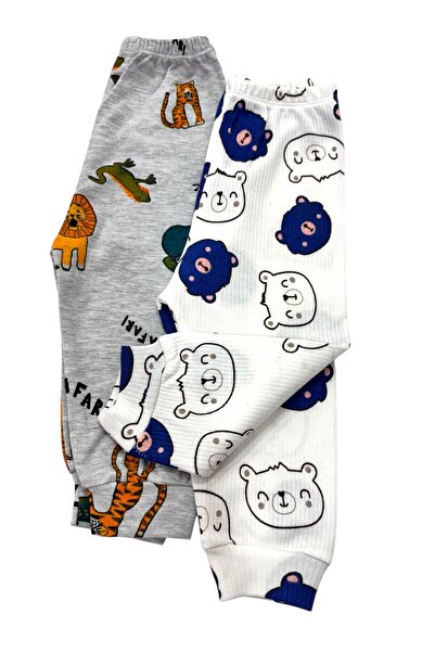 Esterella erkek bebek 2 adet penye pantolon/ bebek manşetli pijama / desenli 2 adet pantolon