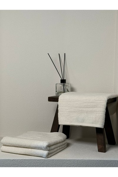 Lumia Studio 100% Cotton Lumia 2-Piece Premium Beige Anthracite Border Hand and Face Towel Set 50X80Cm