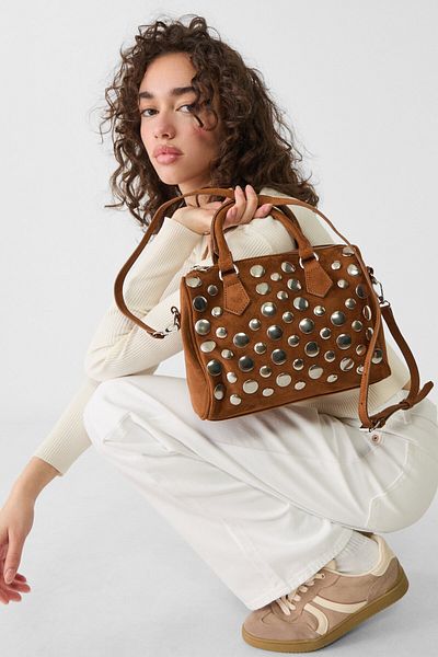 Stradivarius Large studded bowling bag