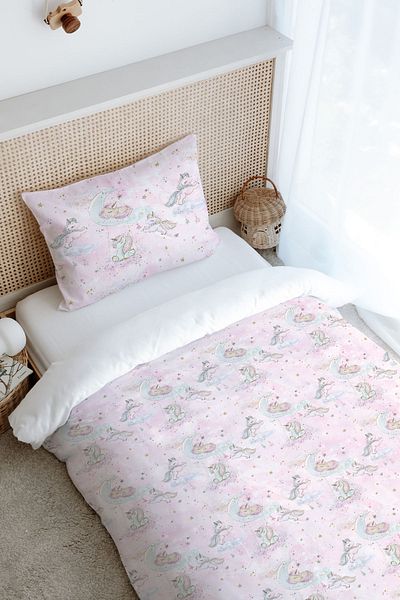 Tuğba Kuğu Single Duvet Cover Set (160X220) - Iconic Series - Unicorn Dream