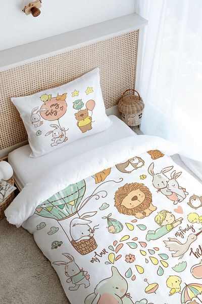 Tuğba Kuğu Single Duvet Cover Set (160X220) - Iconic Series - Cute Zoo