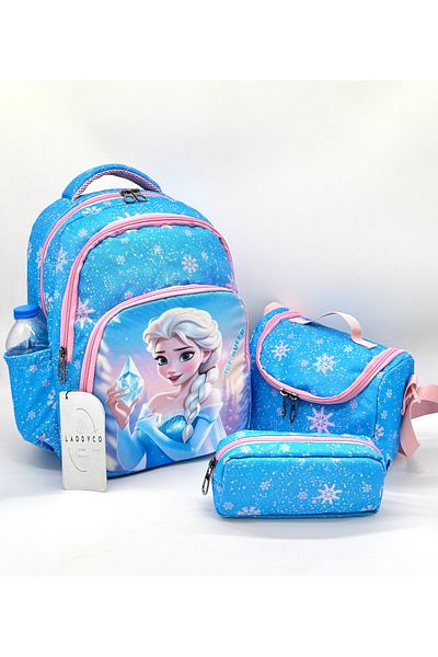 Bevitton Girl's Primary School Bag Character Printed Blue Set of 3 Primary School Bag