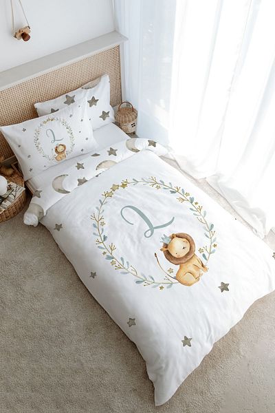 Tuğba Kuğu Single Duvet Cover Set (160X220) - Little Lion Series - Letter L