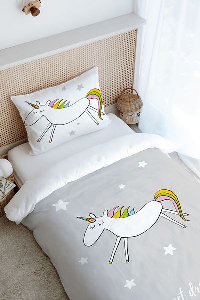 Tuğba Kuğu Pure Baby Doodle Unicorn Duvet Cover Set - Single (160X220)