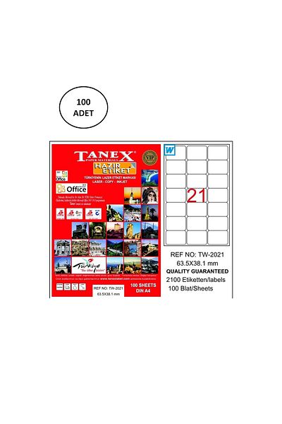 Bubu Tanex Tw-2021 63,5x38,1 Mm Laser Label 100 Pieces