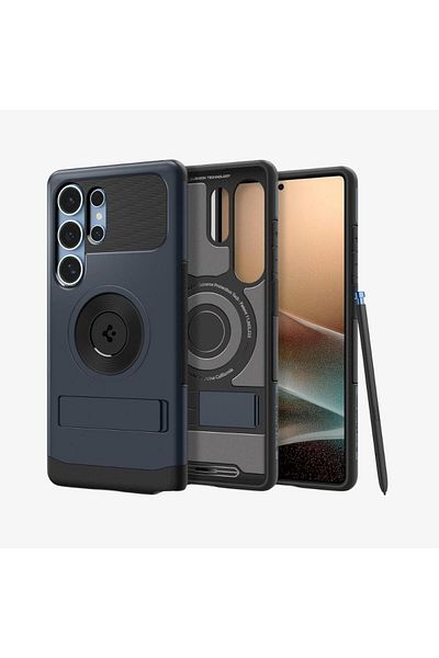 Spigen جراب Spigen Slim Armor MagFit لهاتف Samsung Galaxy S25 ULTRA مع حامل - رمادي معدني
