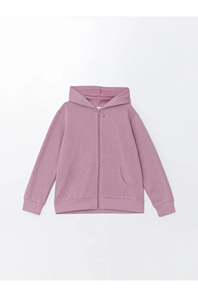 LC Waikiki LCW Kids Mat Lila Uzun Kollu Kız Çocuk Fermuarlı Sweatshirt