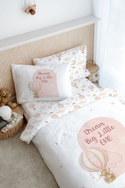 Tuğba Kuğu Single Pink Balloon Bear Duvet Cover Set - 160X220