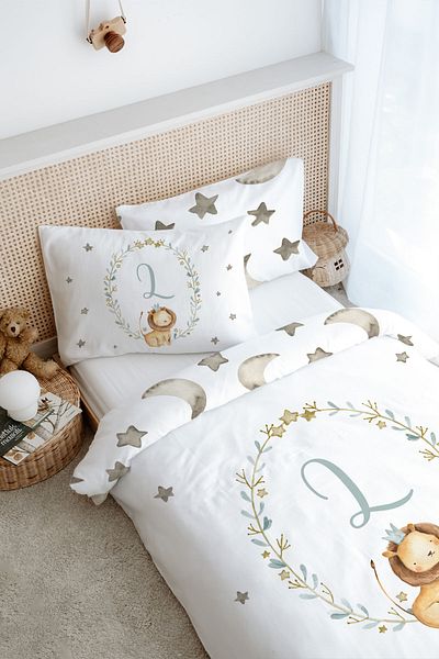 Tuğba Kuğu Single Duvet Cover Set (160X220) - Little Lion Series - Letter L