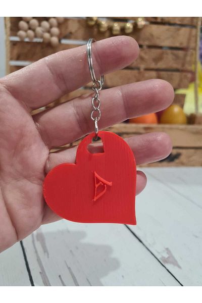On marifet yün ve hobi dünyası Single Letter Heart Keychain Embossing - Nameplate