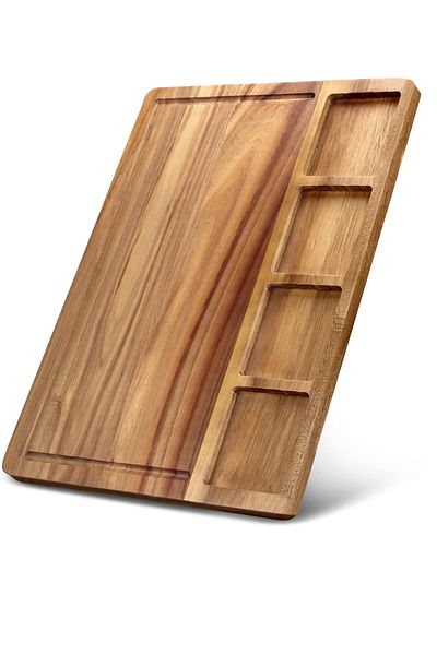 LaGabya Acacia 4+1 Compartment Presentation Plate - Breakfast, Snack, Presentation and Rectangular Tray 33X22Cm