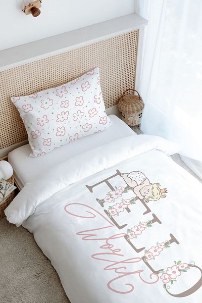 Tuğba Kuğu Pure Baby Series Single Duvet Cover Set - Hello World (160X220)