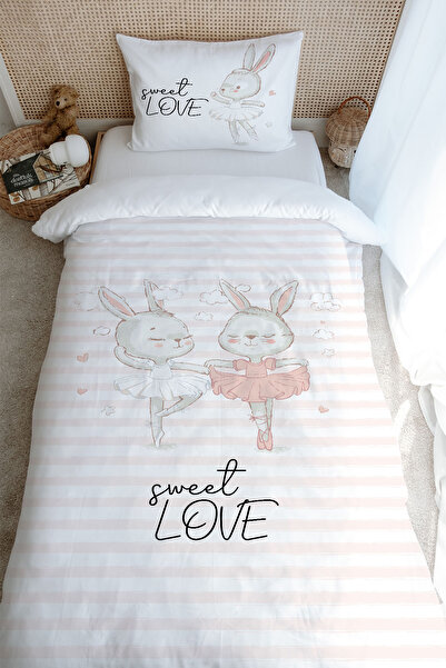 Tuğba Kuğu Tek Kişilik Nevresim Takımı (160x220) - Iconic Serisi - Balerin Tavşanlar