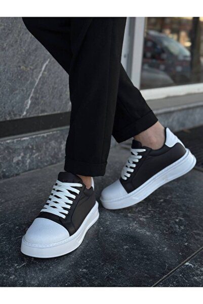 BESKAR KB X46 Kuback Siyah Beyaz Yüksek Beyaz Taban Günlük Spor Ayakkabı