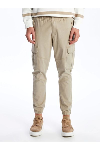 LC Waikiki Ανδρικό παντελόνι Cargo Xside Beige Slim Fit Gabardine