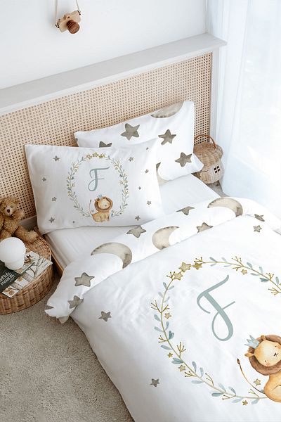 Tuğba Kuğu Single Duvet Cover Set (160X220) - Little Lion Series - Letter F