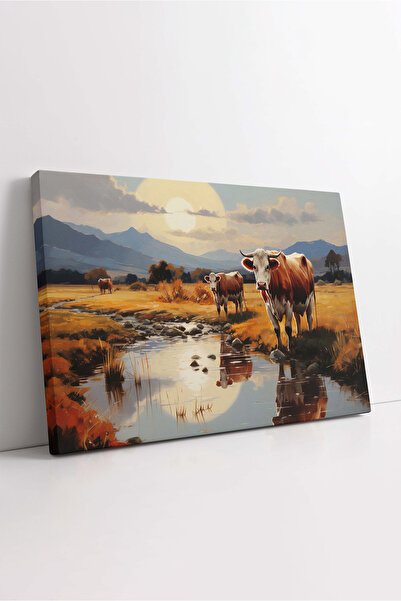 KOSS Dijital Vopsea în ulei Aspect de vaci care pasărează pe iarbă Natură Via...