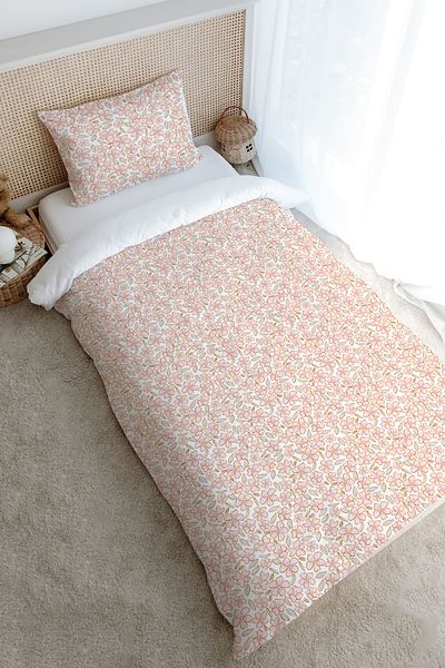 Tuğba Kuğu Iconic Series - Single Pink Flowers Duvet Cover Set (160X220)
