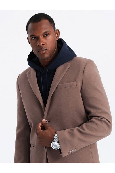 OMBRE Lässiger Herrenblazer mit dekorativen Knöpfen an den Manschetten - hellbraun V2 OM-BLZB-0118 M