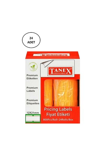 Toptan Bulurum Tanex 12x21 mm Orange Price Tag - 800 Pieces Pack of 24