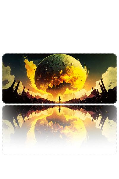 HELİXSUN Mouse Pad Large Size Gaming Player Xxl 90x40 Cm Yellow-moon