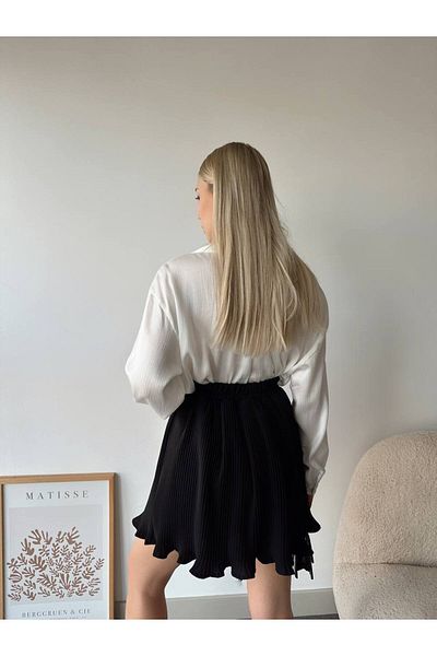 buqre's moda Fusta mini plisată pentru femei Trend cu pantaloni scurți