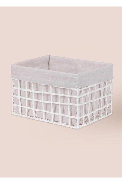 The Mia Braid Wicker Organizer Basket White 30X22X19 cm Spt0087