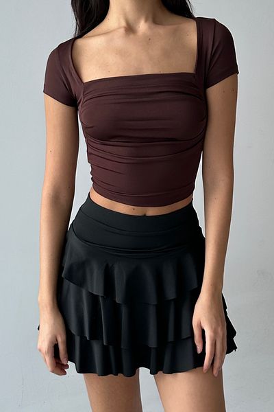 World Fashion Trends Short Sleeve Gathered Blouse - Wft5010b