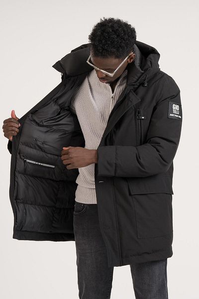 Giotelli Regular Fit Hooded Neck Rest Long Puffer Coat with Side Pockets