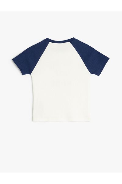 Koton New Season Crew Neck Print Detailed Color Block Short Sleeve T-Shirt